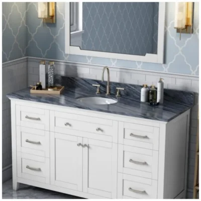 61" Grey Marble Vanity Top, center oval bowl cutout